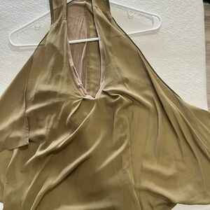 Elegant Olive Green Halter Dress